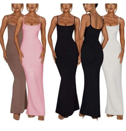 Hot Selling Black Solid Cami Bodycon Long Maxi Slip Dress Women Lounge Wear Casual Dresses Hot Selling Black Solid Cami Bodycon Long Maxi Slip Dress Women Lounge Wear Casual Dresses